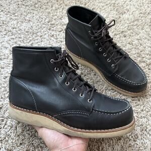 Red Wing Shoes 6” Classic Moc Boots Black Leather 3373 Made USA Women’s Size 9 B